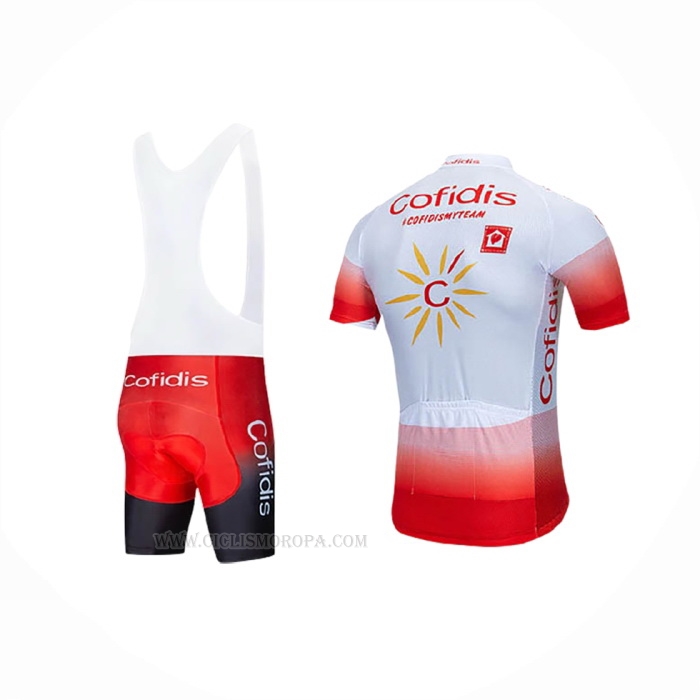 2019 Ropa Ciclismo Cofidis Rojo Blanco Mangas Corta y Culotte Corto
